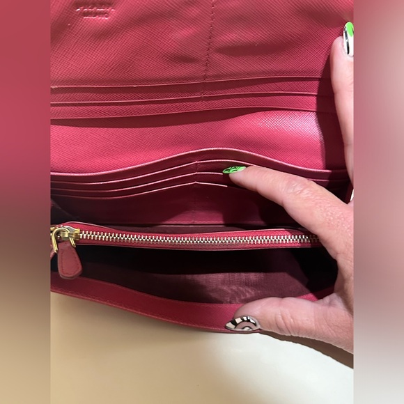 Prada Pink Saffiano Double Snap Continental Wallet - Picture 13 of 13